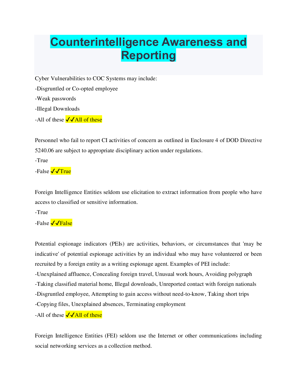 Preview image of Counterintelligence Awareness and Reporting document